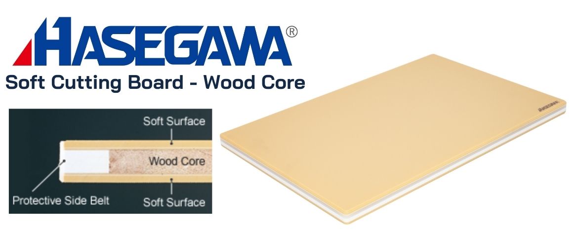Hasegawa Soft Cutting Board — Japanese cutting board Hasegawa Soft Cutting Board — wood core, elastomer surface, gentle on Japanese knife edges