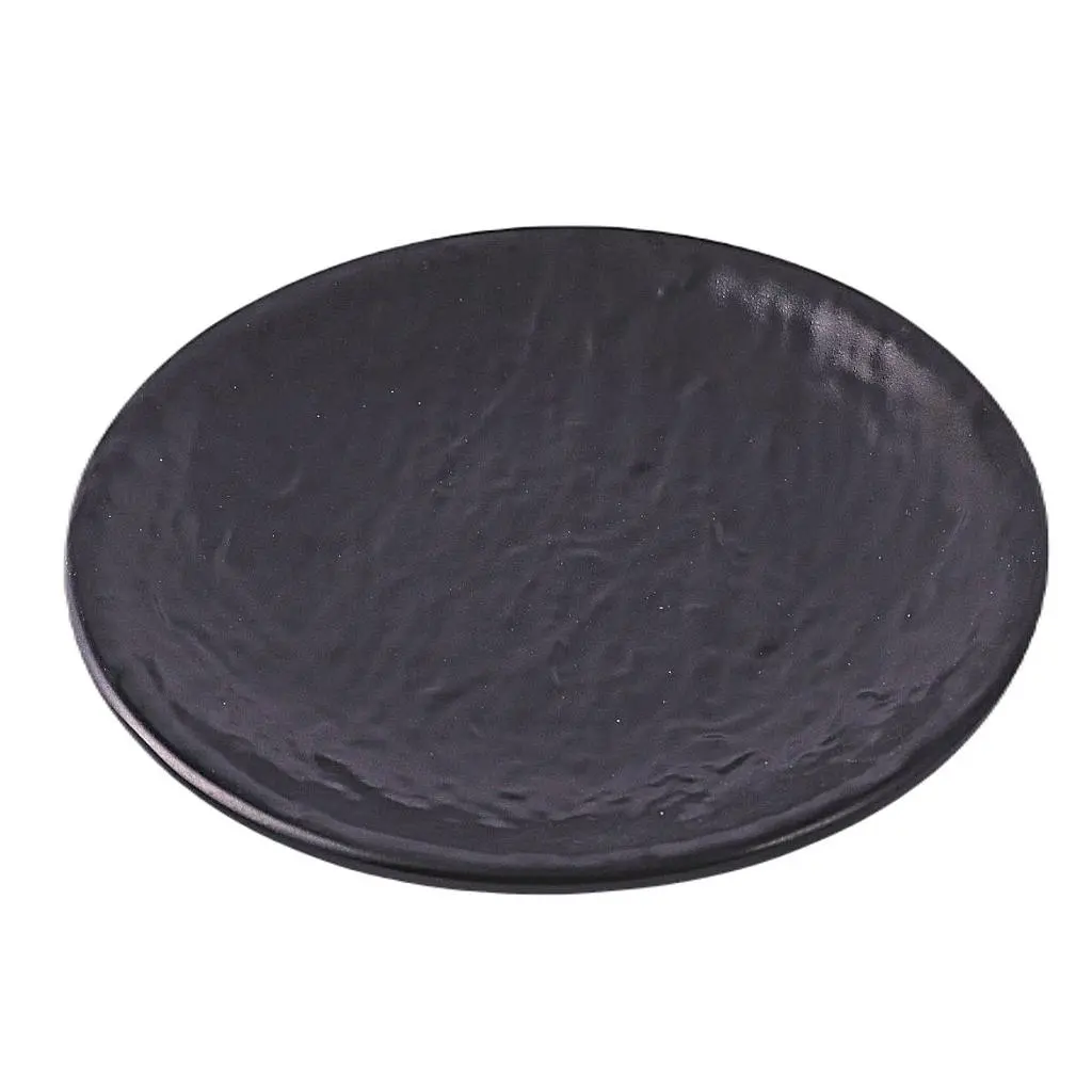 Melamine Round Plate 8" (Rock Pattern, Black)