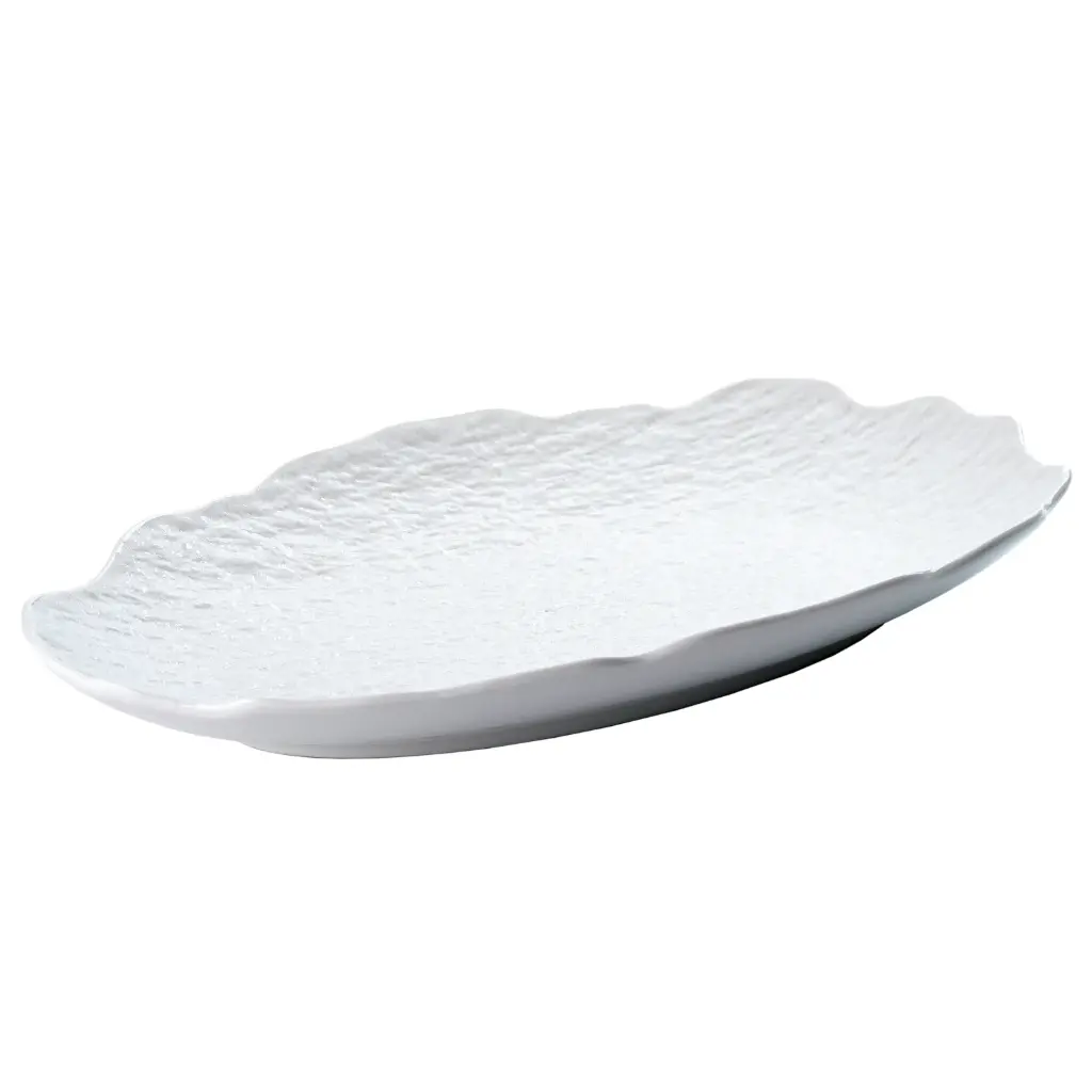 Oval Plate with Wavy Edge 12" (White Stone)