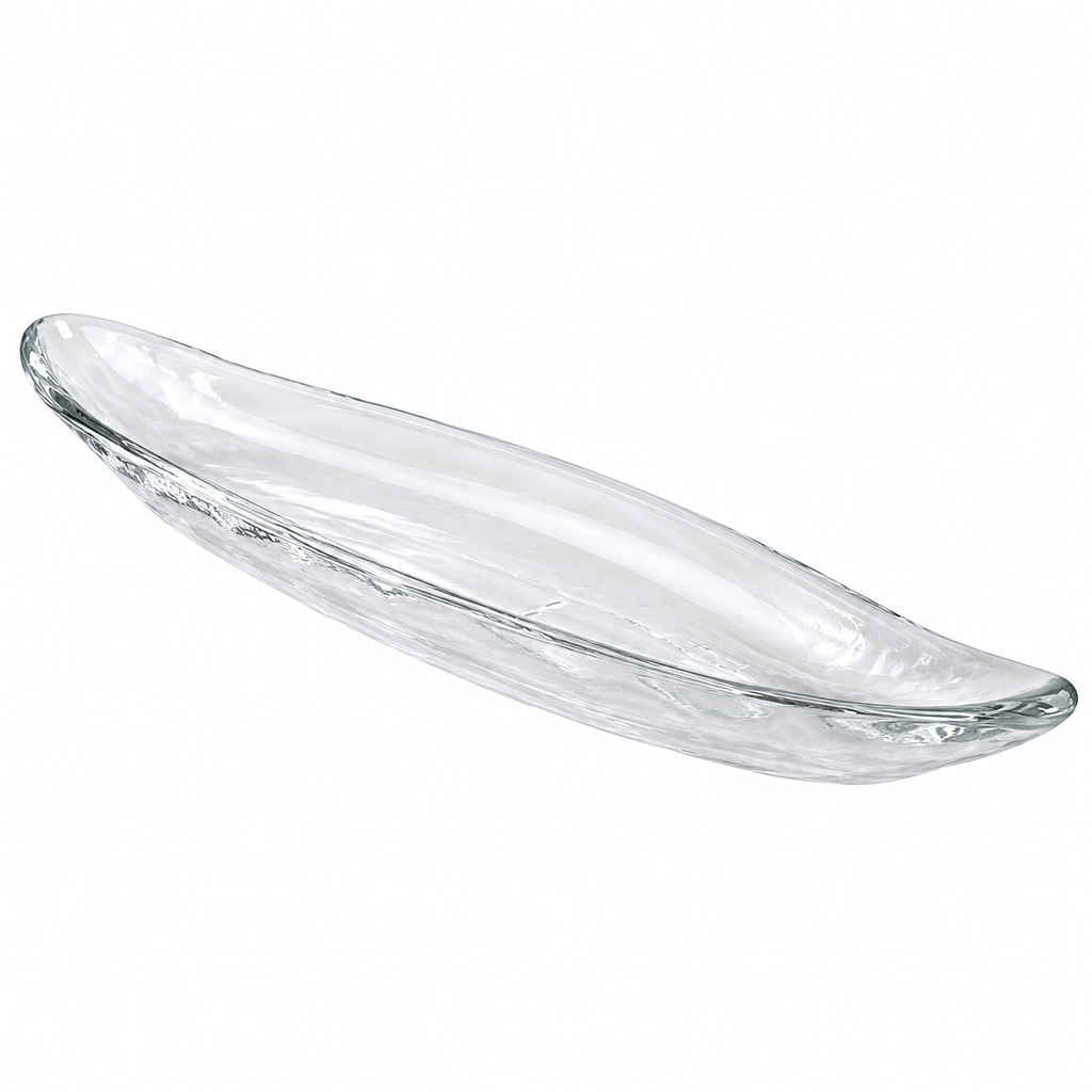 Oval Hammered Glass Plate 35 cm
