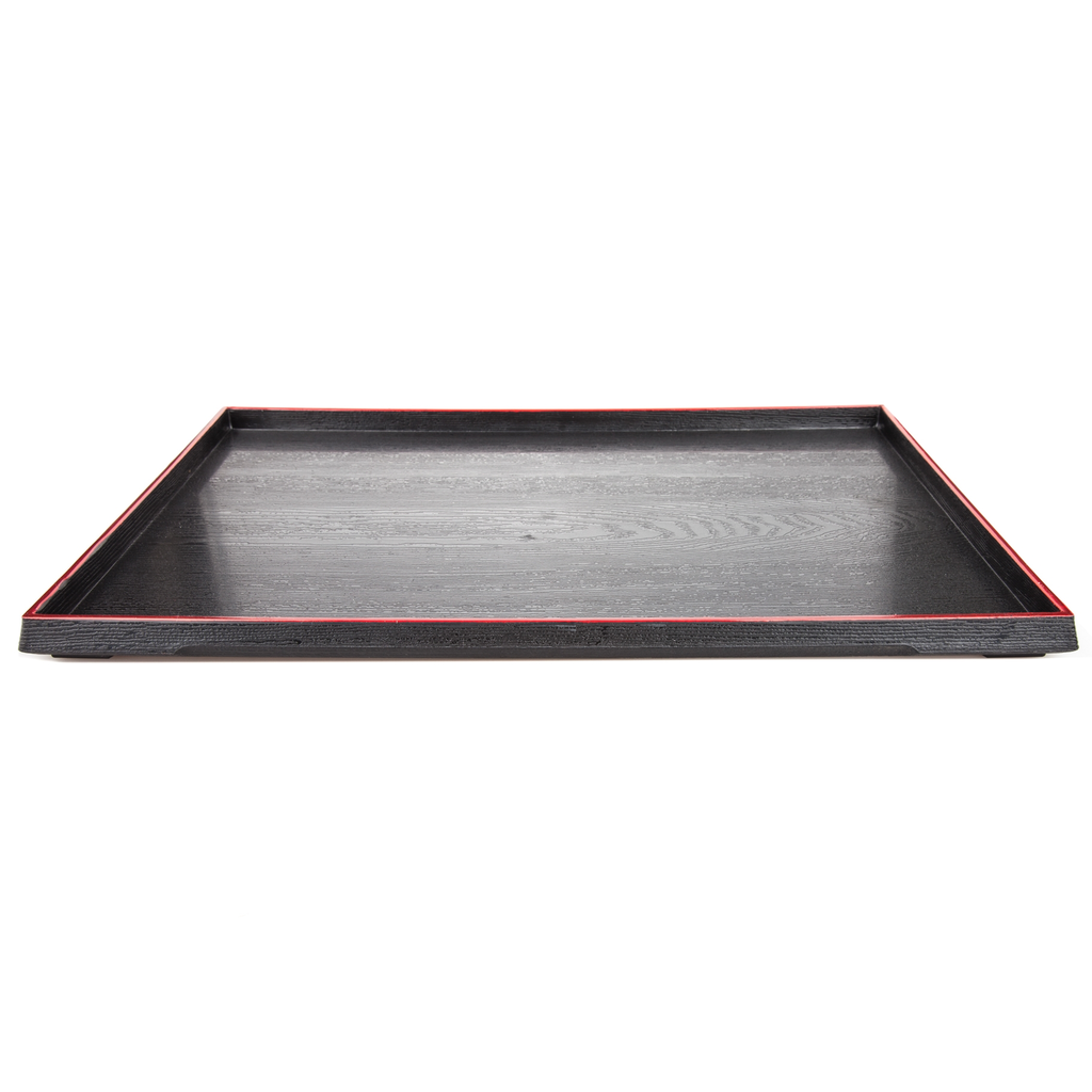 角盆 黒木目天朱 45x31.5 cm
