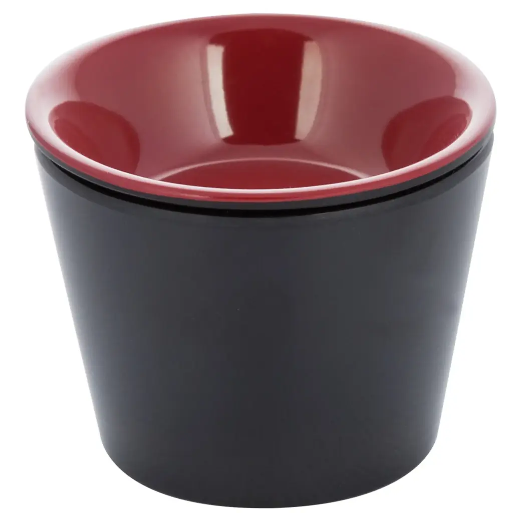 Soba Cup with Sauce Dish 8.5 cm (Black-Red)