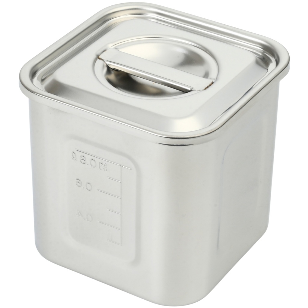 Stainless Steel Square Sauce Pot with Scale 10.5 cm 1100 ml (18-8)