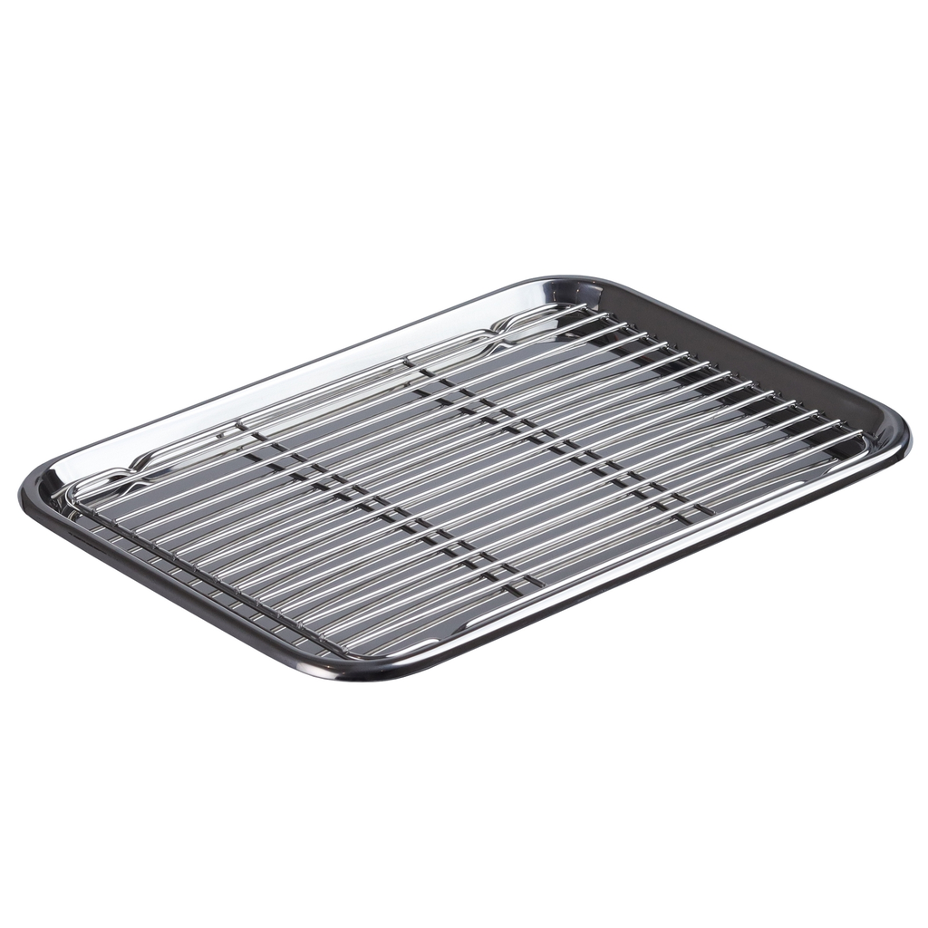 Stainless Steel Shallow Draining Tray with Net Set 13" (18-8)