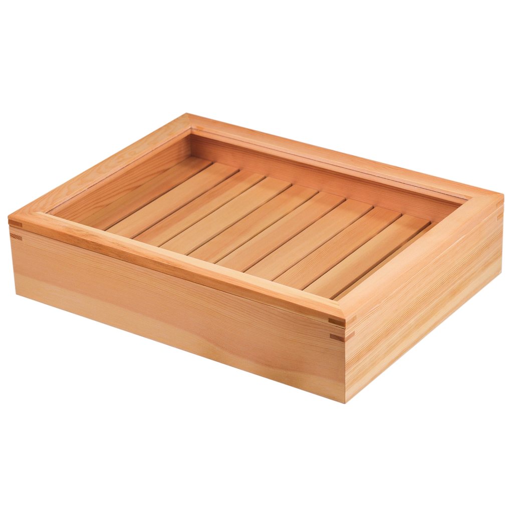 Wooden Neta Box with Clear Lid 42x32x10 cm (Fish Storage)