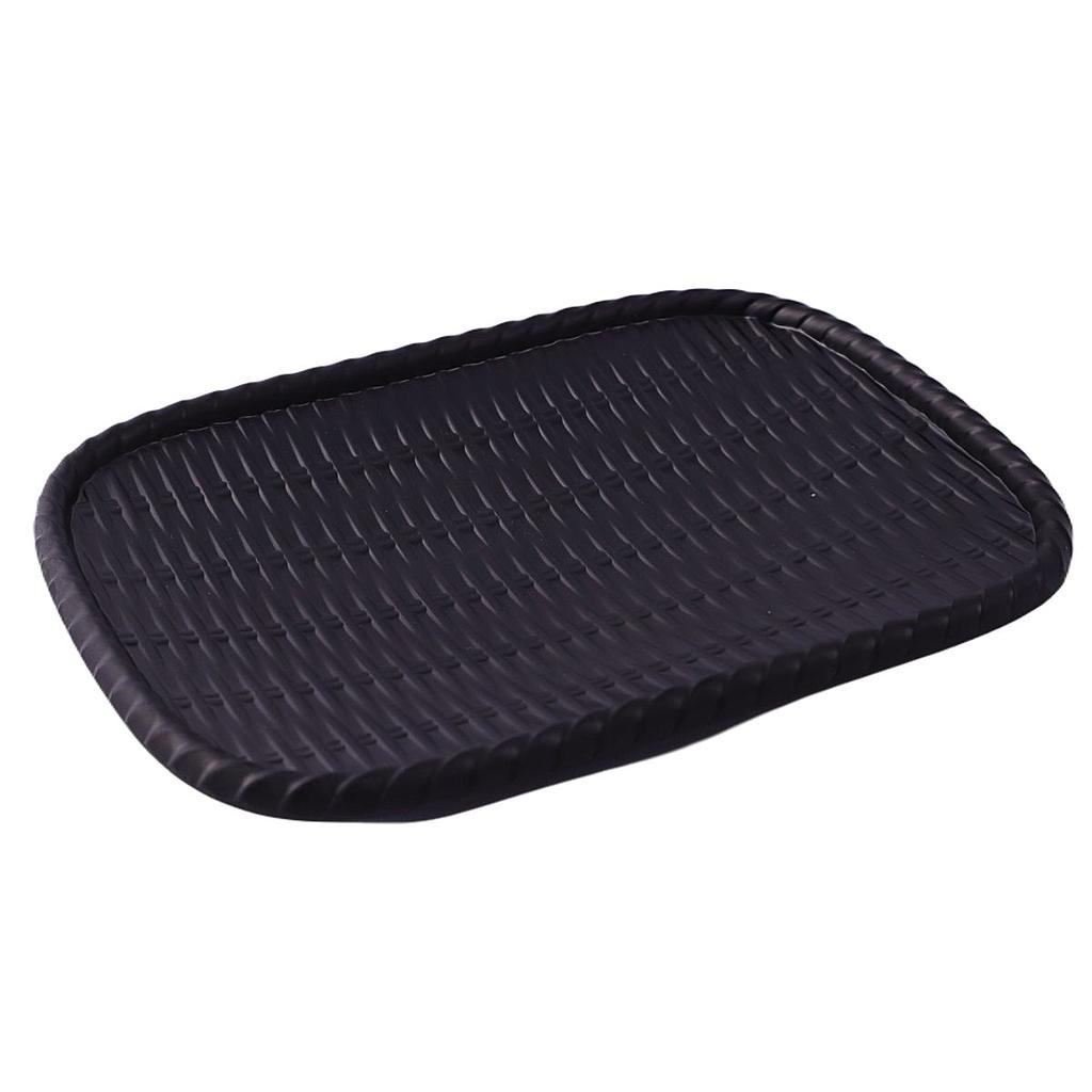 Melamine Rattan Look Square Basket Tray 21.8x16.5 cm (Black)