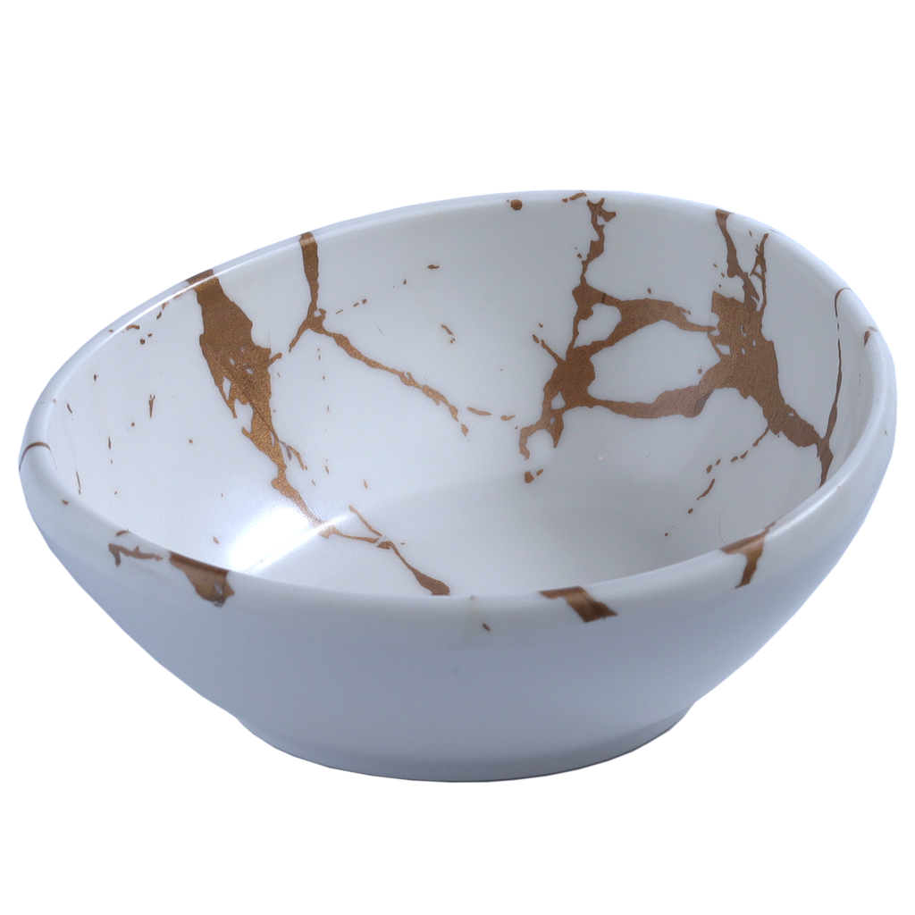 Melamine Oval Bowl 6.25" (White Marble, 27-004)