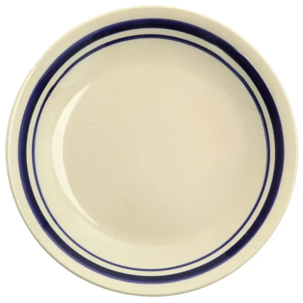 Round Plate 6" (Blue Rim Line, Eggshell)