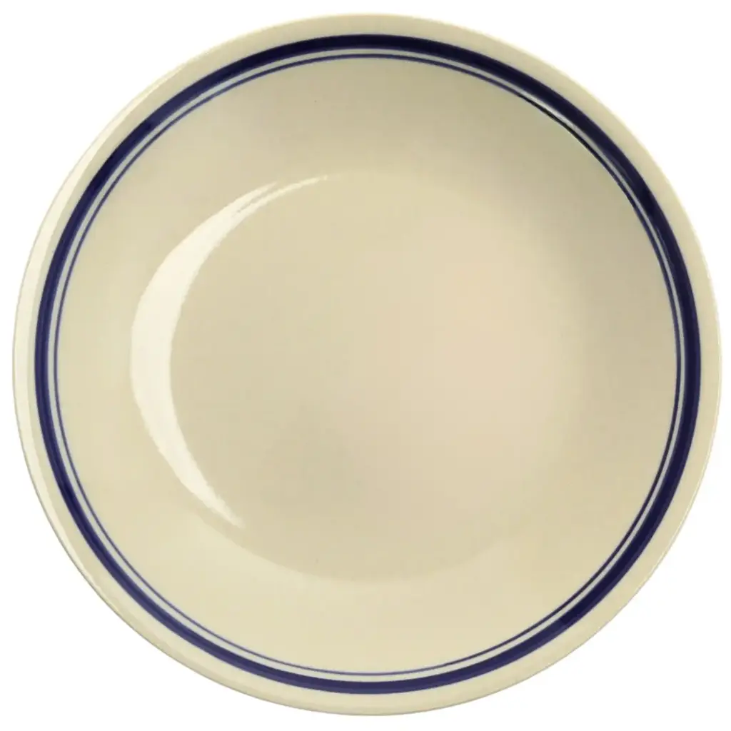 Round Plate 7" (Blue Rim Line, Eggshell)