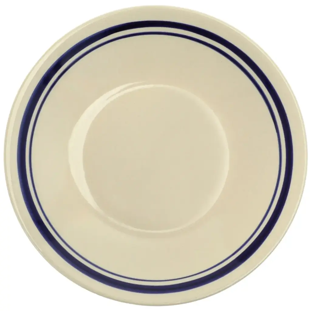 Round Plate 8" (Blue Rim Line, Eggshell)