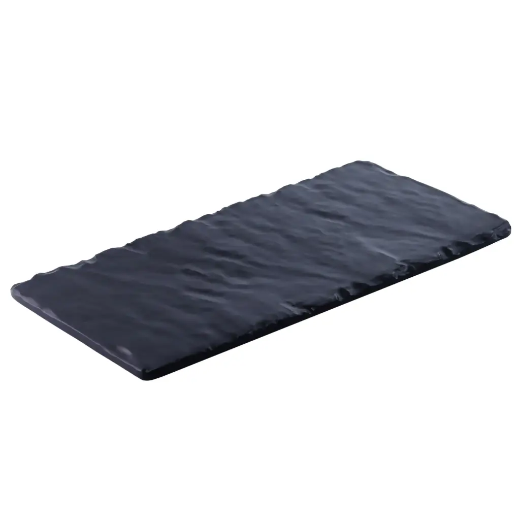 メラミン石板風長角皿 13" (ZEN SERIES, 黒)