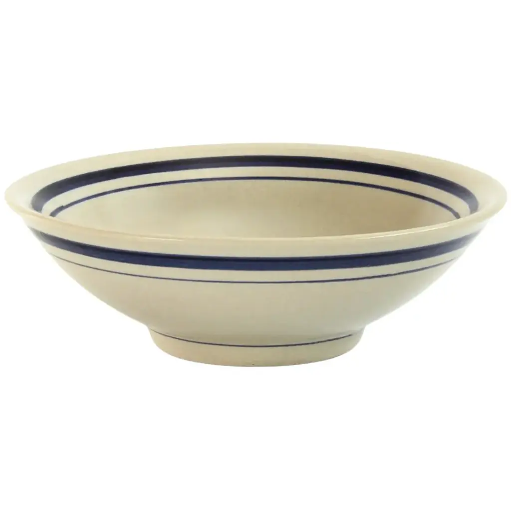 Flared-Rim Bowl 5.5" (Blue Rim Line, Eggshell)