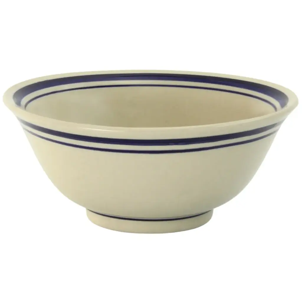 鐘型鉢 6" (青線縁, 卵色)