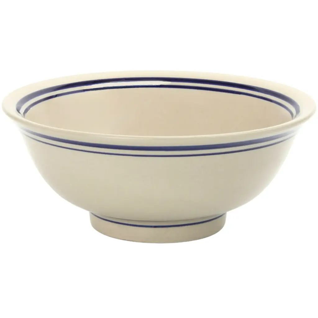 Ramen Bowl 7.5" (Blue Rim, Eggshell)