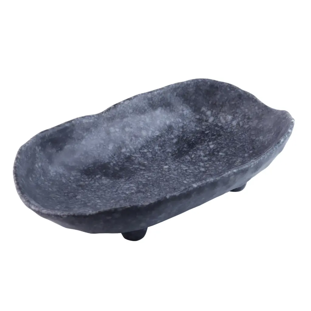 メラミン深型楕円鉢 12" (Black Marble)