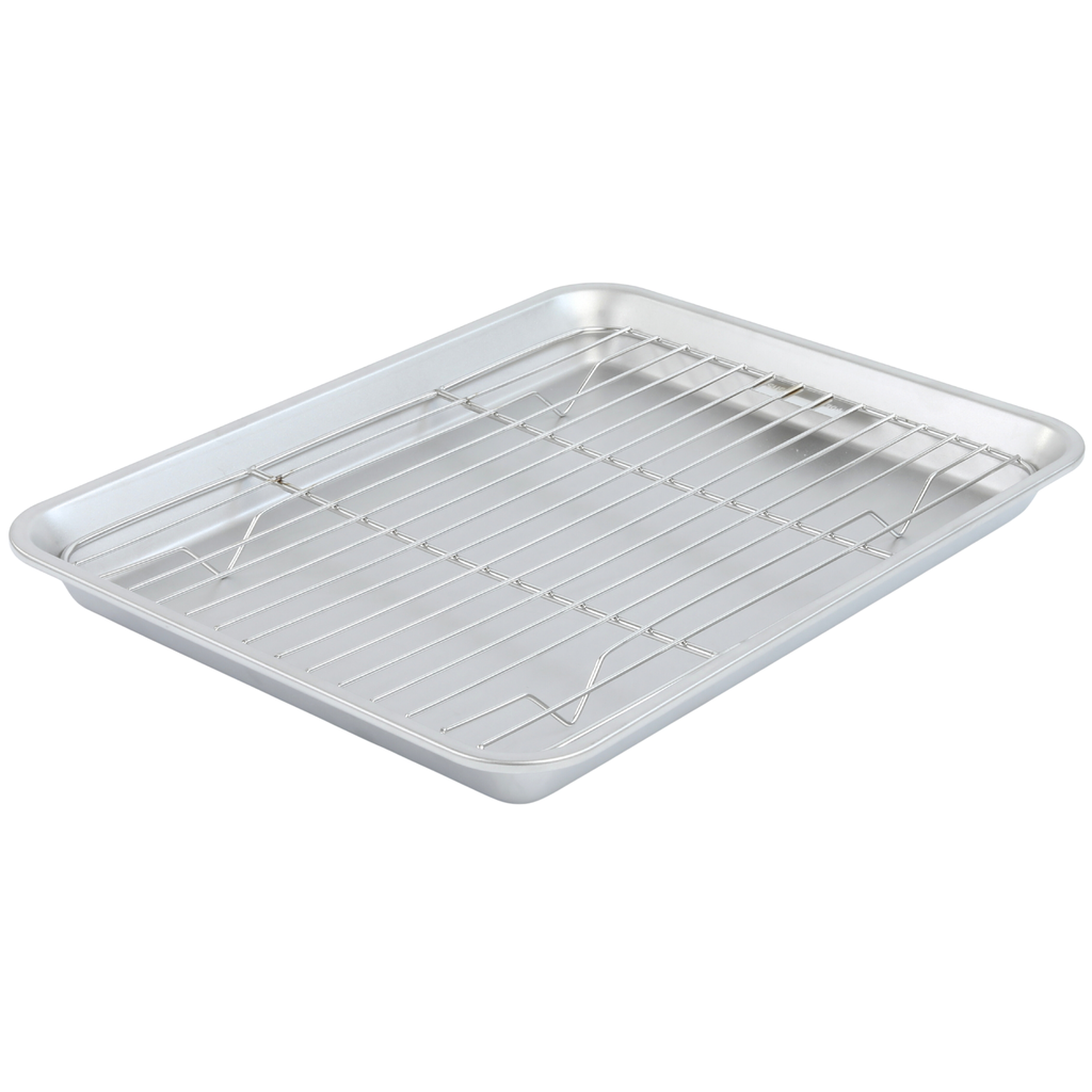 Stainless Steel Draining Tray with Net Set 35x25x3 cm (18-8)