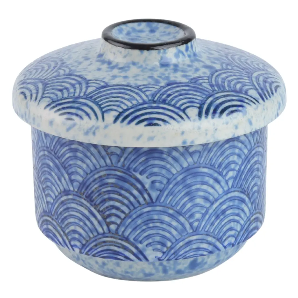 Chawanmushi Cup Set (Blue Wave Pattern)