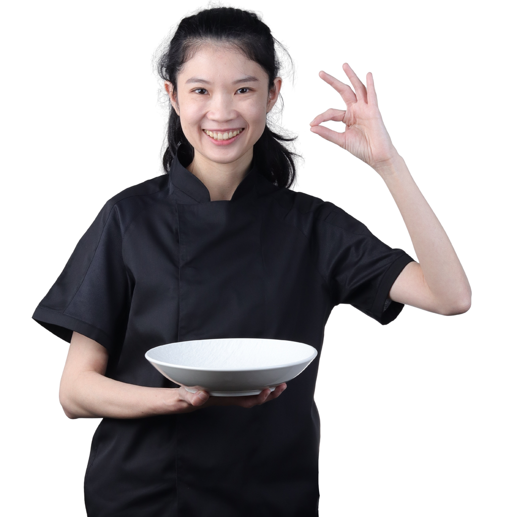 Short-Sleeve Chef Jacket with Hidden Buttons L (Black)