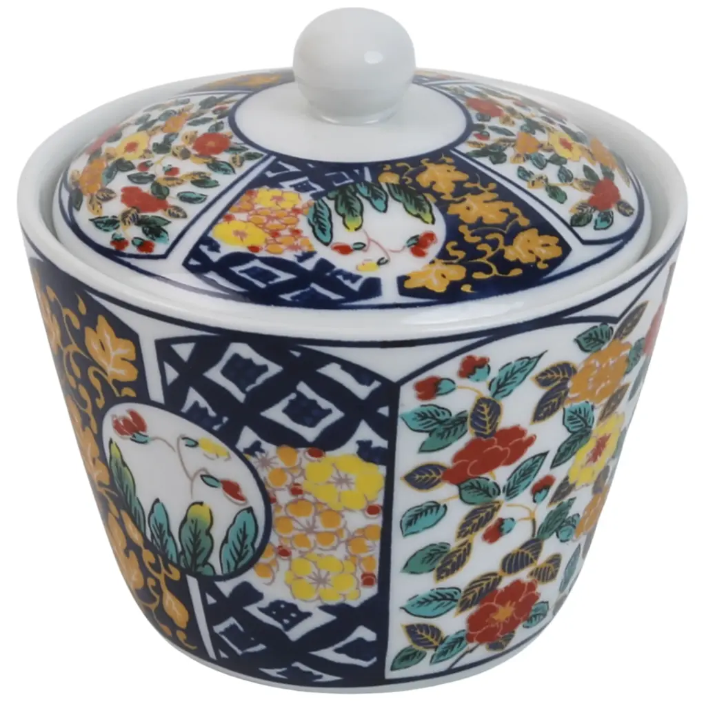 Lidded Cylindrical Small Bowl 2.75" (Floral Pattern)