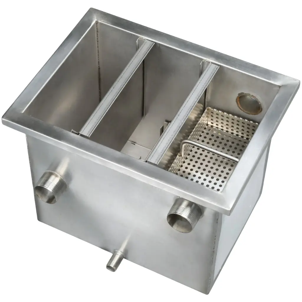 Stainless Steel Grease Trap Dual Inlet Left Outlet 30x40x30 cm