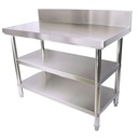 Stainless Work Tables with Backsplash (2-Tier Shelf)