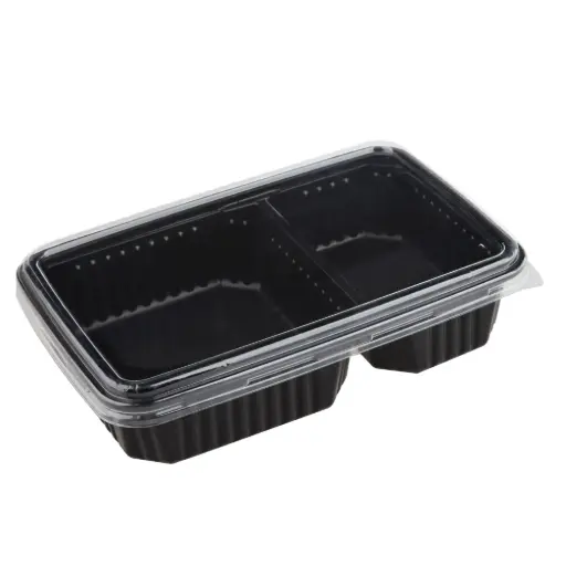 [DPP0098] Disposable Food Container 2 Compartments PP+PET 125x180x40 mm (50 Sets)