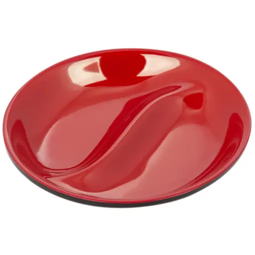 [MLM0171] 2 Compartment Round Sauce Dish 3.75" (Black-Red)