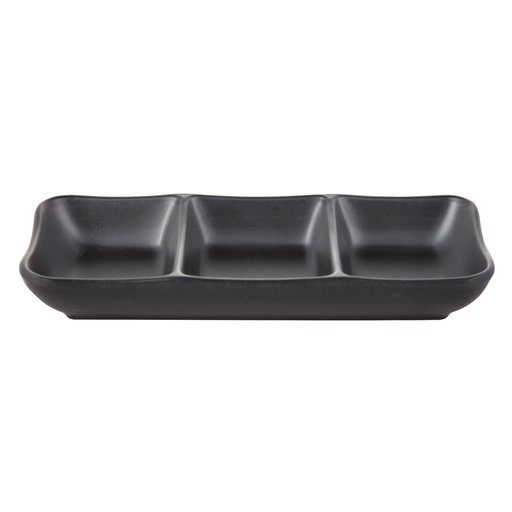 [MLM0085] Melamine 3 Compartments Sauce Dish (Zen Series, Black)