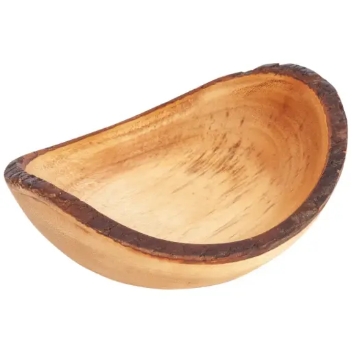 [WOD0061] Bark-Rimmed Wooden Bowl 5.5x6x2.25"