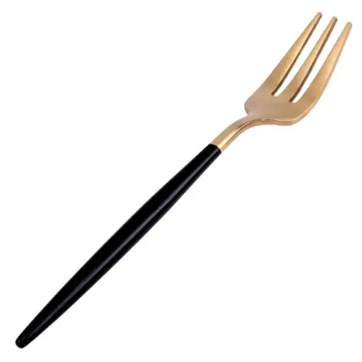 [KFS0072] Dessert Fork 131 mm (Black-Gold)