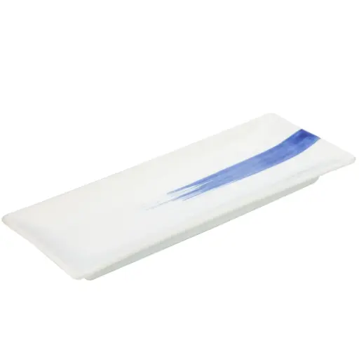 [CRM0640] จานมินิมากิซูชิพู่กันสีน้ำเงิน 10.25 นิ้ว