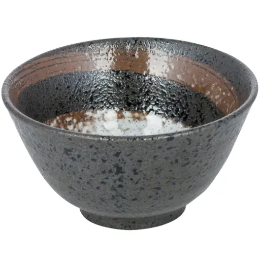 [CRM0550] ミニ丼椀 5.25" (黒丸)