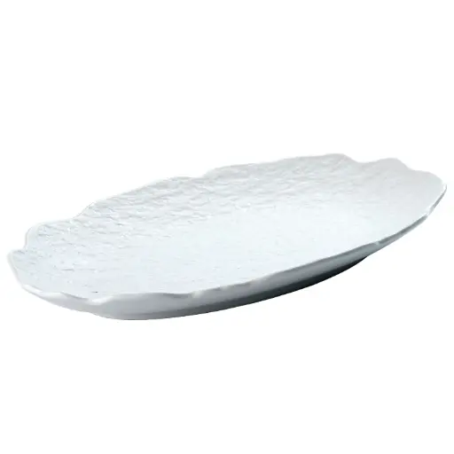 [CRM0917] Oval Plate with Wavy Edge 10" (White Stone)