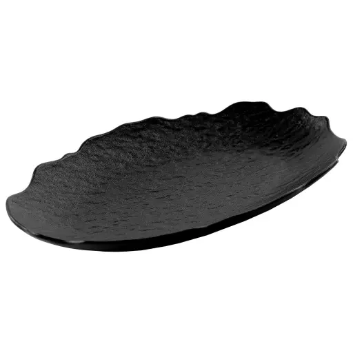 [CRM0931] 楕円木甲皿 10.5" (黒石)
