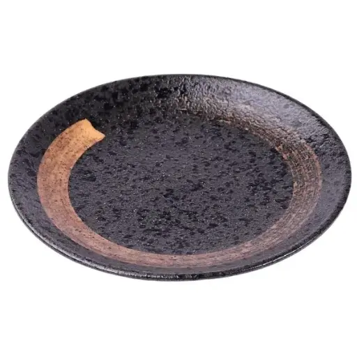 [CRM0675] 丸皿小 6" (黒丸)