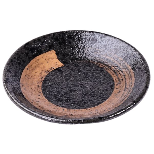 [CRM0467] 丸薬味皿 3.25" (黒丸)