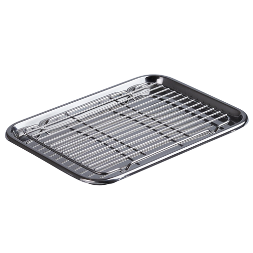 [SET0090] ชุดถาดรองของทอดตื้นสเตนเลสพร้อมตะแกรง 11 นิ้ว (18-8)