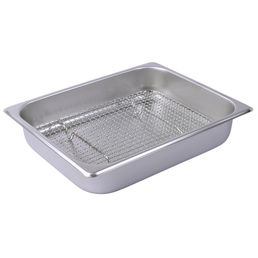 [SET0078] Stainless Steel Draining Tray with Net Set 32.5x26.5x6.5 cm (18-8)