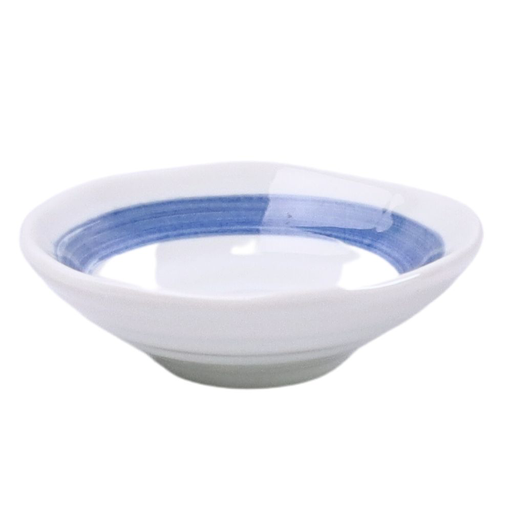 [CRM0637] 梅干し皿 3.5" (青い丸)
