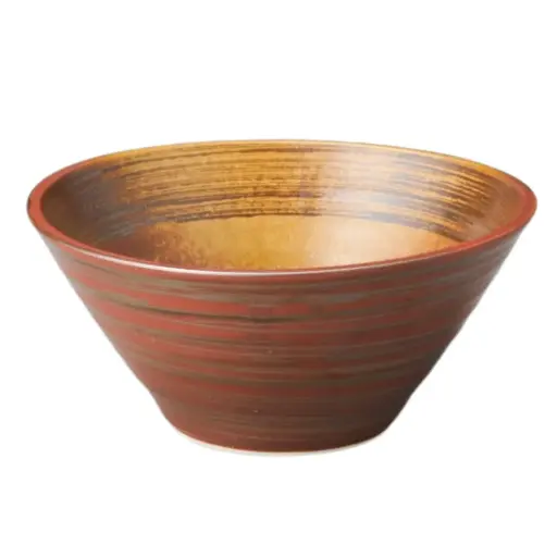 [CRJ0210] Water Ring Noodle Bowl 7.5" (Rust Red)