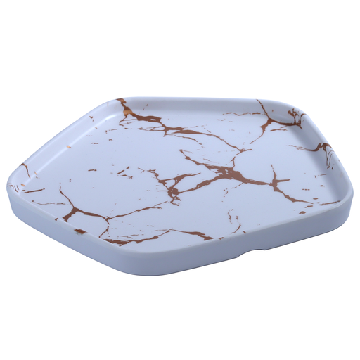 [MLM0223] メラミン五角皿 9" (White Marble, H3209)