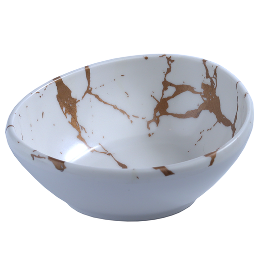 [MLM0213] メラミン楕円鉢 6.25" (White Marble, 27-004)