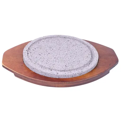 [SET0088] Round Volcanic Stone Grill Plate Set 21 cm