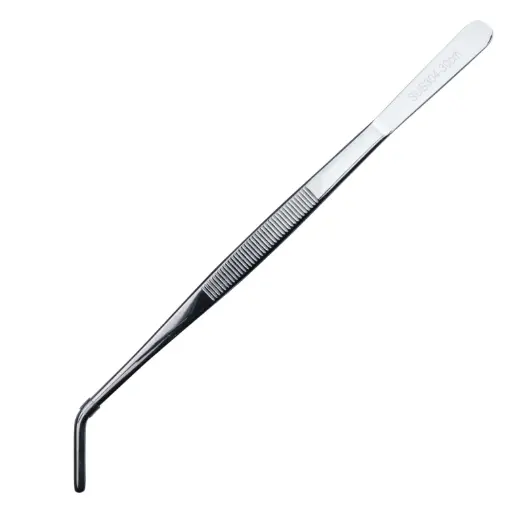 [KST0618] 先曲がり 盛り付けピンセット 30 cm (18-8)