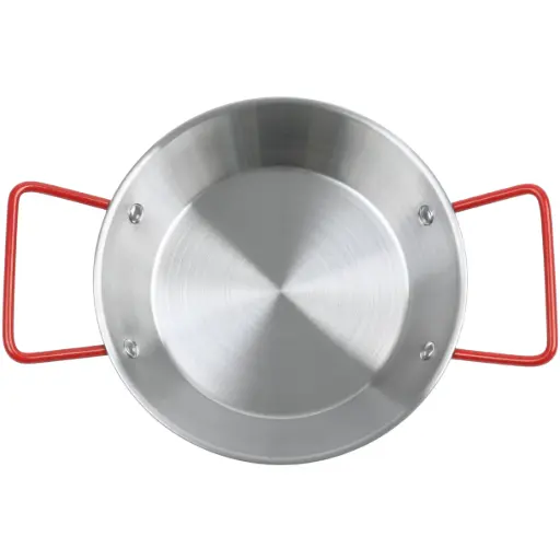 [STL0098] Stainless Steel Flat-Bottom Egg Pan with Red Handles 18 cm