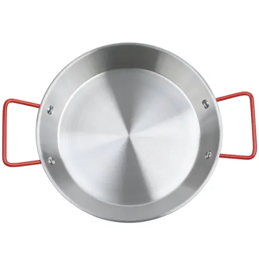 [STL0101] Stainless Steel Flat-Bottom Egg Pan with Red Handles 24 cm
