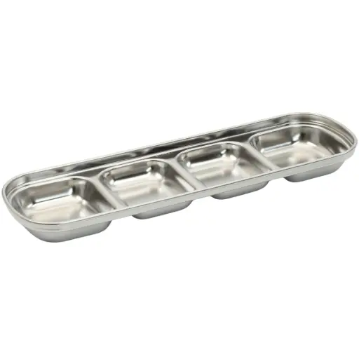 [STL0069] Stainless Steel Square Sauce Dish 4 Compartments (18-8)