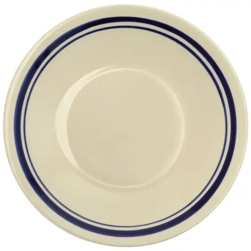 [CRM1165] Round Plate 8" (Blue Rim Line, Eggshell)