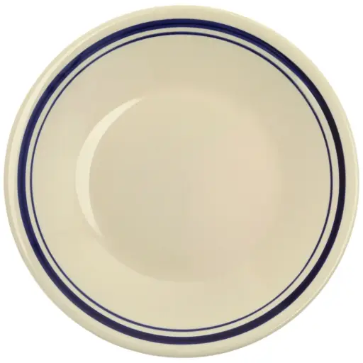[CRM1166] Round Plate 9" (Blue Rim Line, Eggshell)