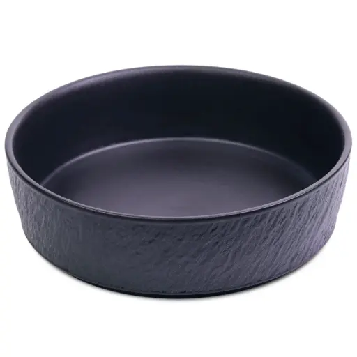 [CRM1073] Straight-Rim Plate 10" (Stone Pattern, Black)